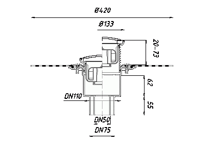 Трап HL 310NPr с надставным элементом Klik-Klak