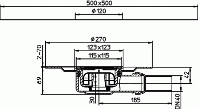 Трап HL 90Pr с фланцем из АВS и шарнирным подсоединением, DN 40