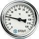 Термометр Stout биметаллический с погружной гильзой 50 мм , D63 мм, 0...120, 1/2