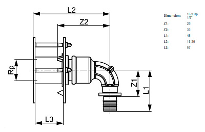 Сквозное угловое присоединение TECE TECEflex 16 x 1/2, бронза