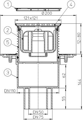 Трап HL 310NPr-3000 с Сухим сифоном, с решеткой 3127
