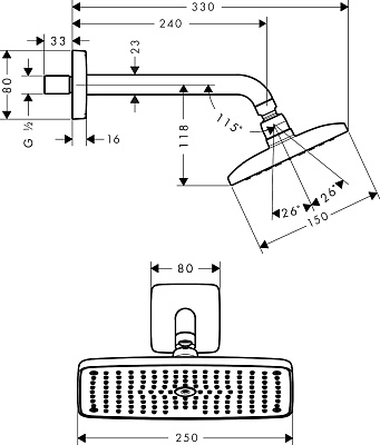 Верхний душ Hansgrohe Raindance Е Air 240 27370000