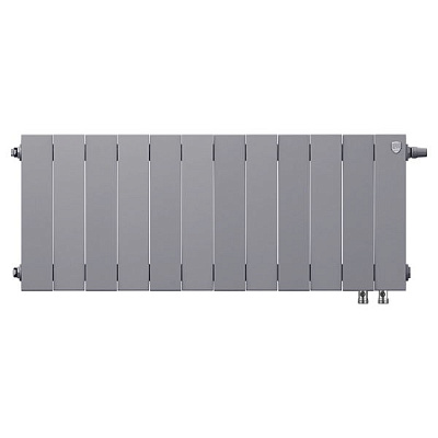 Биметаллический секционный радиатор отопления Royal Thermo PianoForte Silver Satin 300 / 12 секций нижнее правое подключение