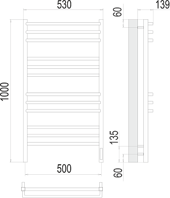 Электрический полотенцесушитель Terminus Сицилия П12 500х1000 электро (sensor quick touch)