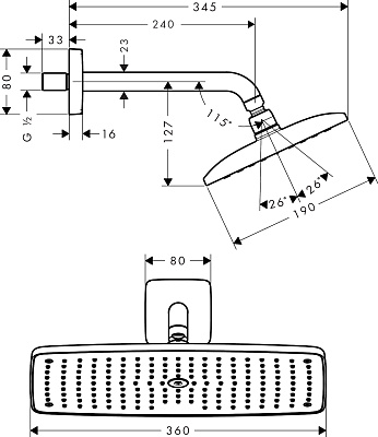 Верхний душ Hansgrohe Raindance Е Air 360 27371000
