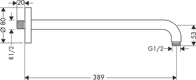 Кронштейн для верхнего душа Hansgrohe 389 мм 27413000