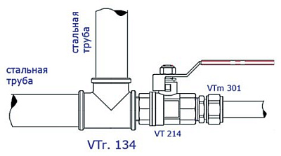 Тройник VALTEC 3/4 (VTr,134,N,0005) внутренняя-наружная резьба, никелированная латунь