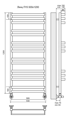 Полотенцесушитель водяной Terminus Линц П15 500х1200