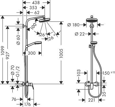 Душевая колонна Hansgrohe Crometta 160 1jet 27266400