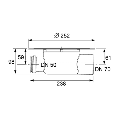 Сифон TECE TECEdrainpoint S DN 70, с универсальным фланцем Seal System
