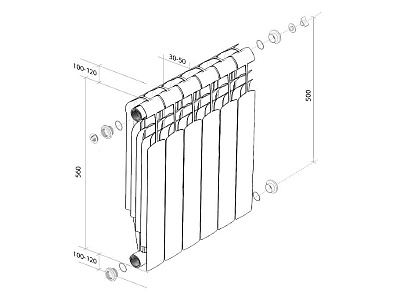 Биметаллический секционный радиатор отопления Royal Thermo Vittoria Super 500 / 1 секция