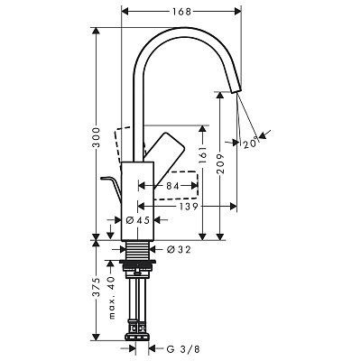 Смеситель для раковины Hansgrohe Vivenis 210, без донного клапана, хром